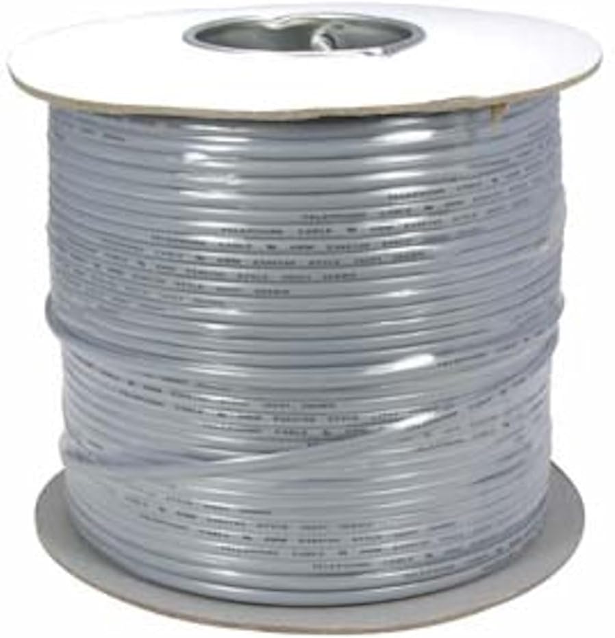 MyCableMart 1000Ft RJ11 Modular Telephone Cable, (6P4C 4 Conductor/2 Lines, UL), Silver