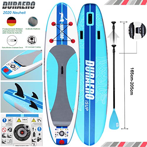 Tabla Hinchable Paddle Surf Sup Paddel Surf Bomba, Almohadilla integrada, Aleta Desprendible, Remo ajustable, Kit de Reparación, La Cinta para Atar al Pie, 305x76x15 cm, hasta 110 kg