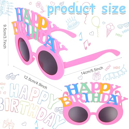 16 Pairs Happy Birthday Sunglasses Funny Photo Props Sunglasses Happy Birthday Party Novelty Sunglasses Sweet Cream Cake Glasses for Kids Adults Birthday Party Favors2