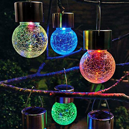 Kit 2 Luminária Solar Pendente Jardim Globo Led Colorido