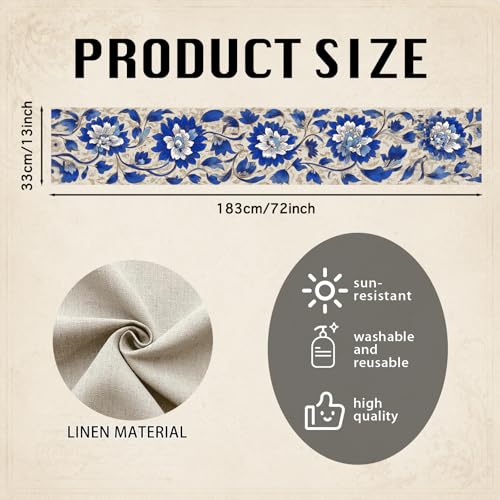 Image of Nuxovilar Vintage Floral Table Runner Flax 13x72 in