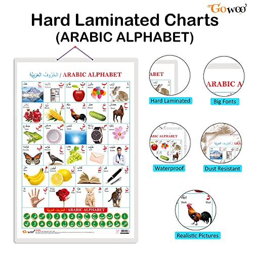 Image of GO WOO Combo of 2 Alphabet and Arabic Alphabet (Arabic) Educational Posters for Preschool Kids Classroom Study | Learning- Charts for Kids Learning (20 inchX30 inch Inches)