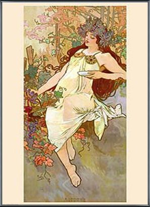 Amazon.co.jp: ポスター アルフォンス ミュシャ 四季「秋」 額装品