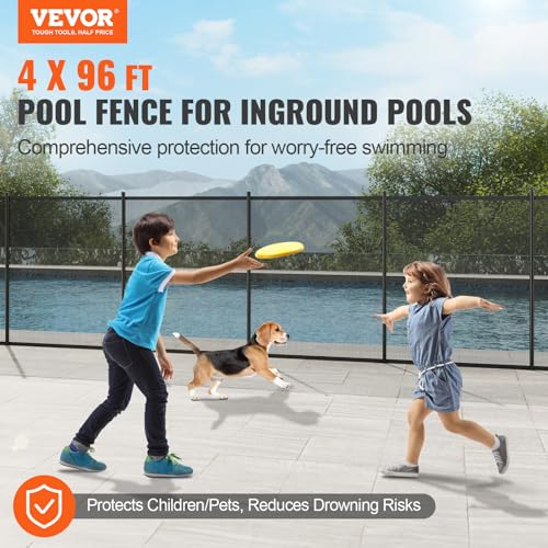 Miniatura 2 de Vevor Valla Para Piscina, Barrera Para Piscina Enterrada 1,21x29,26 M Valla De Seguridad Plegable Desmontable Varilla De Aluminio Tejido De Malla De Pvc Teslin 340 G M Para Protección Niños Mascotas