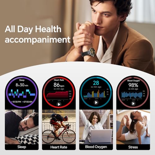 Image of Yoever Smart Watches for Men Women,1.57 inchHD 43mm Smartwatch for iPhone /Samsung /Android,(Answer /Make Call),Fitness Tracker with Heart Rate /SpO2 /Sleep Monitor,IP68 Waterproof,110+ Sport Mode,with 2 Bands
