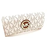 Michael Kors Womens Fulton Signature Long Continental Clutch Wallet Vanilla/Acorn