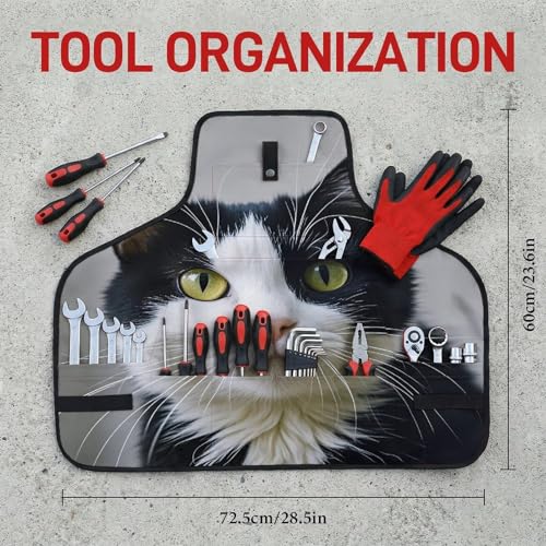 Delantal de trabajo con gatos blanco y negro BTCOWZRV miniatura 2