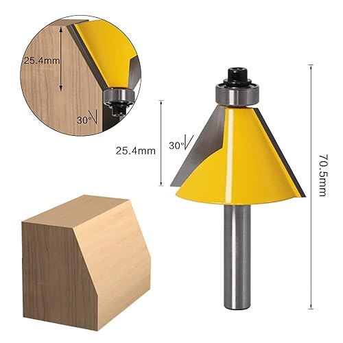 Miniatura 4 de Wolfride Juego de brocas de enrutador de chaflán de 3 piezas, brocas de enrutador biselado de vástago de 14 pulgadas 15 22,5 30 grados
