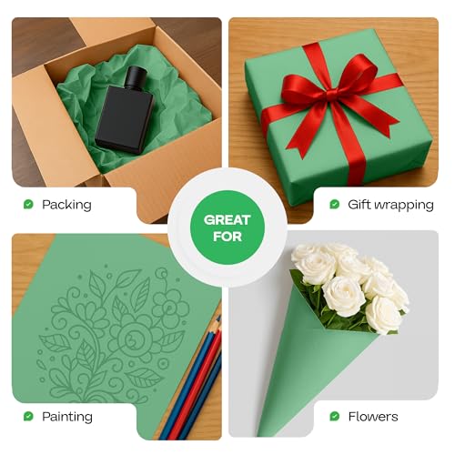 Image of Green Kraft Paper Roll 12 inch x 1200 inch (100 feet) with Cutter - USA-Made Wrapping Paper for Packing, Moving, Shipping & Crafts /Arts - 100% Recyclable Natural Craft Material by IDL Packaging