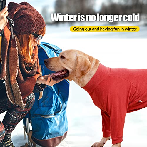 BT Bear Winter Dog Coat - Fleece Onesie Jumpsuit PJS for Medium Large Dogs (Orange Red, 4XL), XXXXL - Image 2