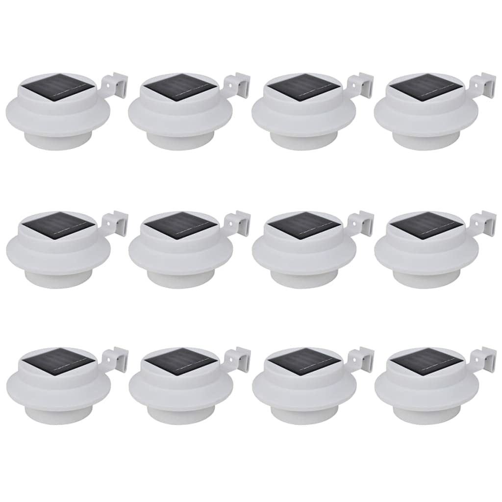 vidaXL 12x Lampes Solaires à LED d'Extérieur pour Clôture Eclairage Lampes d'Allée Lumière de Jardin Terrasse Patio Cour Balcon Chemin Extérieur Blanc