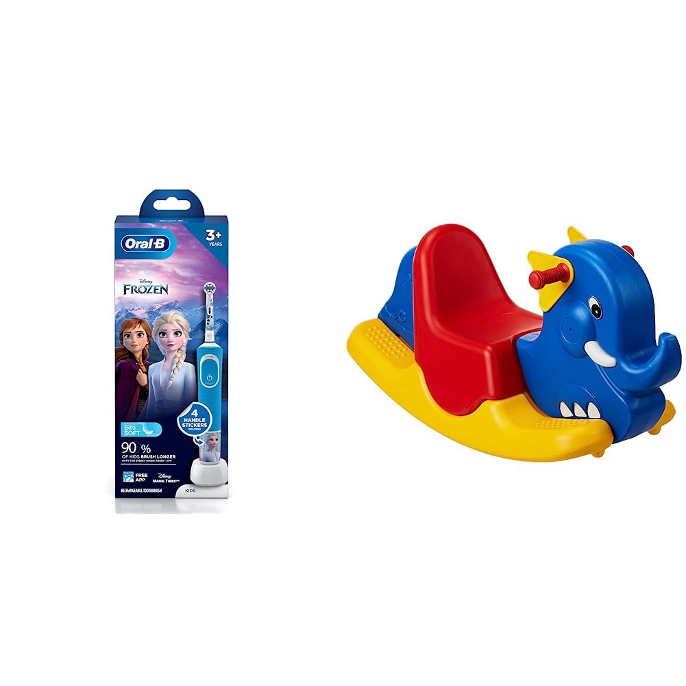 Oral B Kids Electric Rechargeable Toothbrush, Featuring Frozen Characters,Multicolor & Amazon Brand - Jam & Honey Elephant Tusker Ride-on, Multicolor-image-40