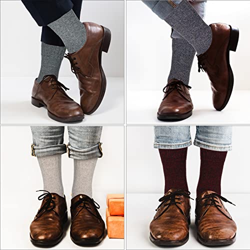 5 Pairs Men's Heavy Thick Cotton Socks Winter Thermal Soft Warm Comfort Crew Socks, 5 Colors4