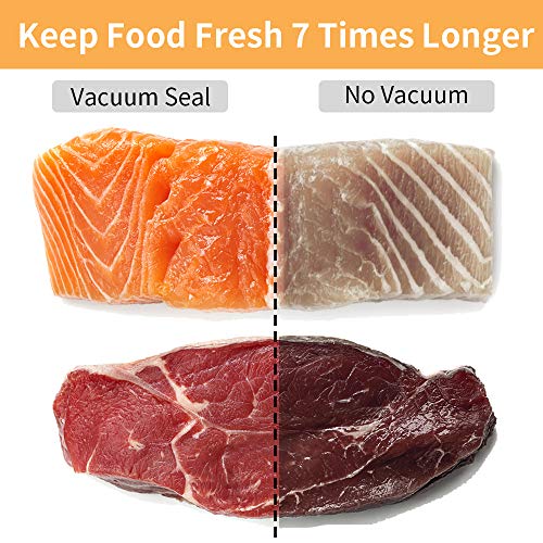 Vacuum Sealer Machine, Food Vacuum Sealer Machine, Automatic Air Sealing System for Food Preservation, Built-in Cutter, Better Sealability w/ 2 Heating Wires, Dry and Wet Modes, 18 Vacuum Sealer Bags, Black