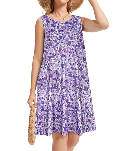 Image of CHICGAL Womens Summer Dresses Casual Loose Pleated Front Tshirt Sleeveless Tank Sundresses with Pockets 2026