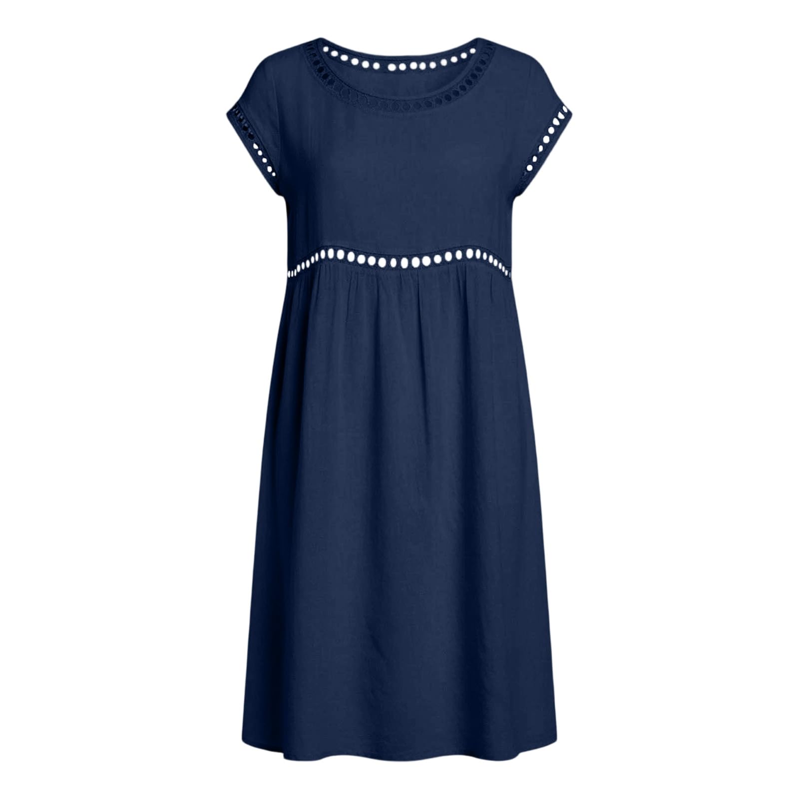 Abito Lino Donna Abito Estivo a Maniche a 3/4 Vacanza Comodo Taglie Forti Vestito Lungo in Cotone Scollo a V Largo Vestiti da Spiaggia Vestito Boho Chic Ideale per vacanze, lavoro e uso quotidiano