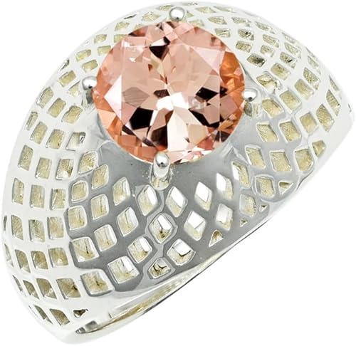 SILVERNROCK Morganite Lab Grown Gemstone Silver plated Medit