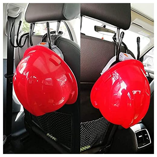 Flexible Over The Seat Hard Hat Rack Hard Hat Holder Hard Hat Hanger for Vehicle Truck Car Headrest Hangers - Universal Adjustable Hooks for Bags, Coats, Purses - 2 Pack - No Hard Hat