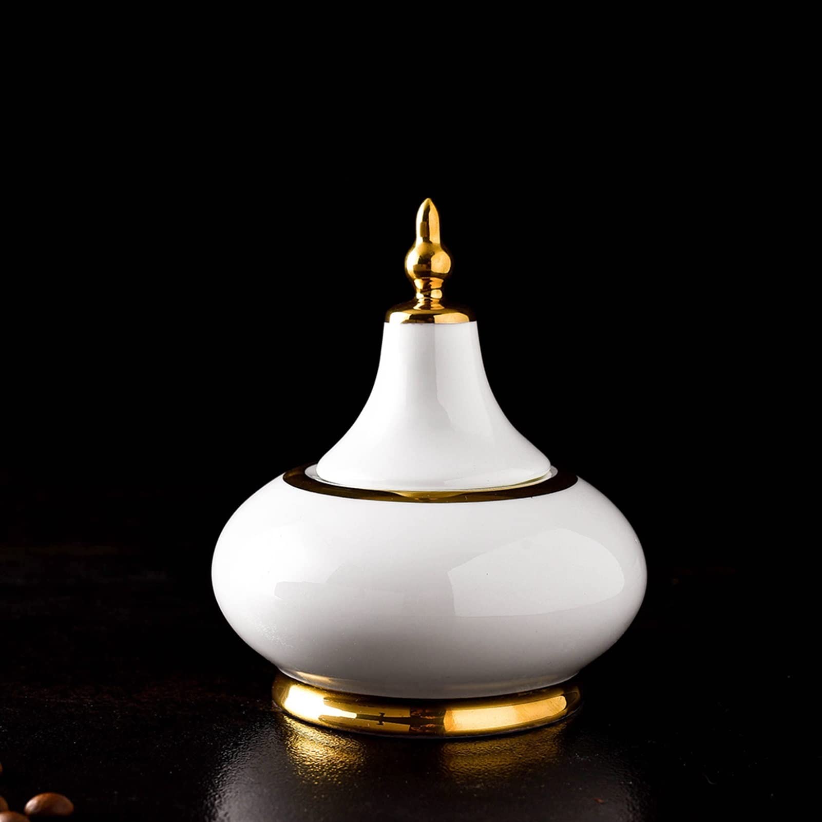 Zuccheriera Gold Line Zucchero Ciotola con coperchio Contenitore di zucchero Zucchero Barattolo di zucchero ceramico Distributore di zucchero Bone China Sucier Jar for casa e cucina Zuccheriere