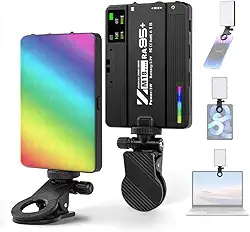 Luz de Vídeo RGB Bolso Preenchimento LED para Fotografia 2500K-9000K Ajustável 22 Efeitos Cena Alta Brilho 95 CRI Conferência Computador Tablet Telefone Câmera DSLR Bateria Integrada com Suporte