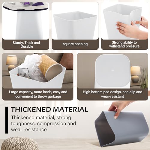 Image of Hoolerry 9 Pieces Garbage Can 2 Gallon Small Trash Cans Bulk Bathroom Trash Bin Plastic Wastebasket Square for Bedroom Slim Bathroom Trashcan Small Container for Kitchen Office Home(Multicolor)
