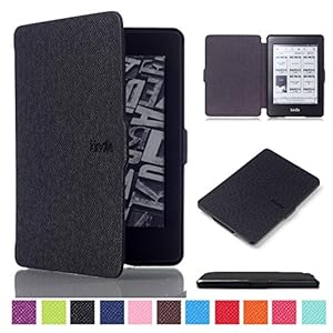 MOKASE Case Compatible with 6″ Kindle Paperwhite (Fits 2012,2013,2015,2016 Version), Model NO: EY21 / DP75SDI, PU Leather Hard Case Protective Case Cover with Smart Wake/Sleep Funtion, Black