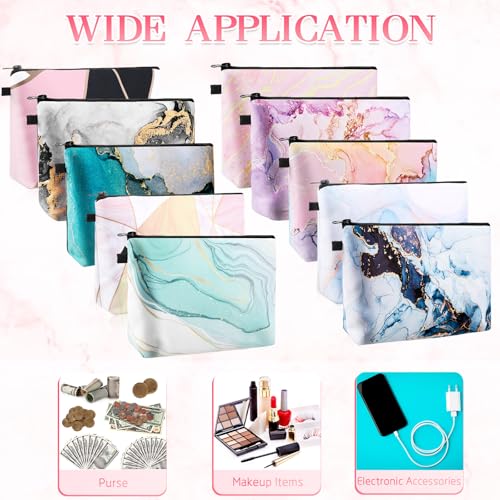 Dunzy 20 Pcs Makeup Bags Bulk Graduation Gift Cosmetic Bag Makeup with Zipper Pouch Waterproof Portable Travel Toiletry for Women Teacher Birthday Thanksgiving Christmas Gifts(Marble)3