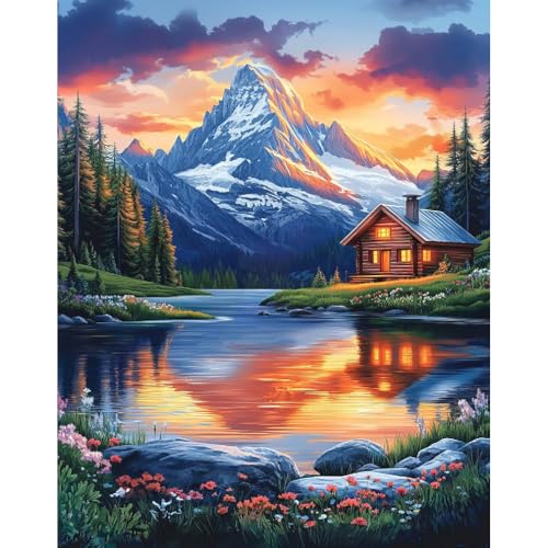 Landscape Paint By Numbers Kit for Adults, Mountain Easy Acrylic ...