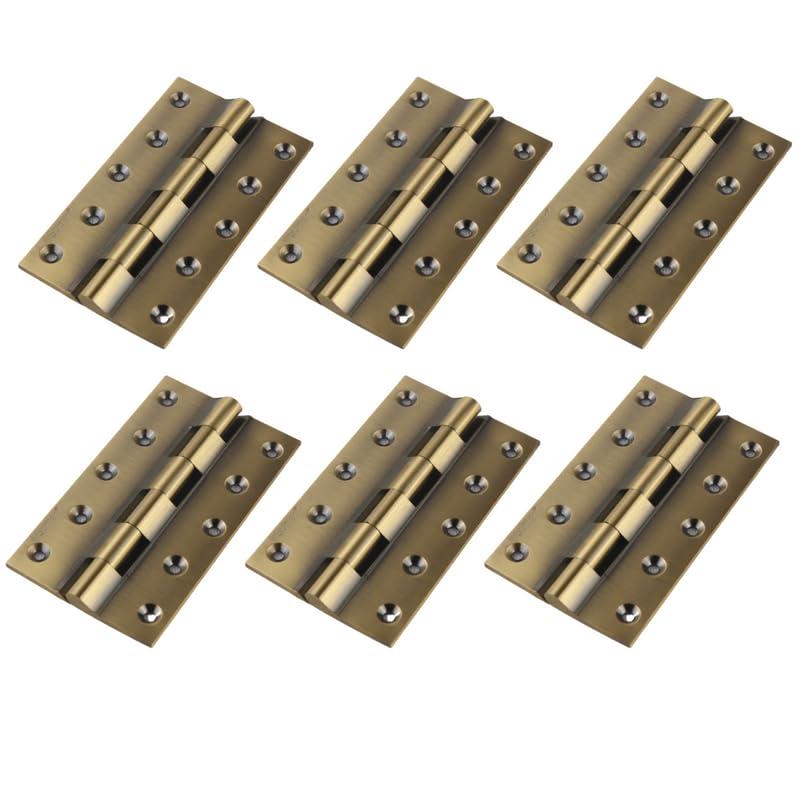 Image of Super Brass Hinges 5 inch | 5 inch x 1.1 /4 x 3 /16 Brass Antique Railway Smooth Hinges (Soft Close) (Pack of 6)