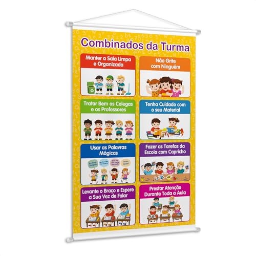Banner Didático Infantil Pedagógico Combinados da Turma Ensino Crianças Escola Alunos Educação