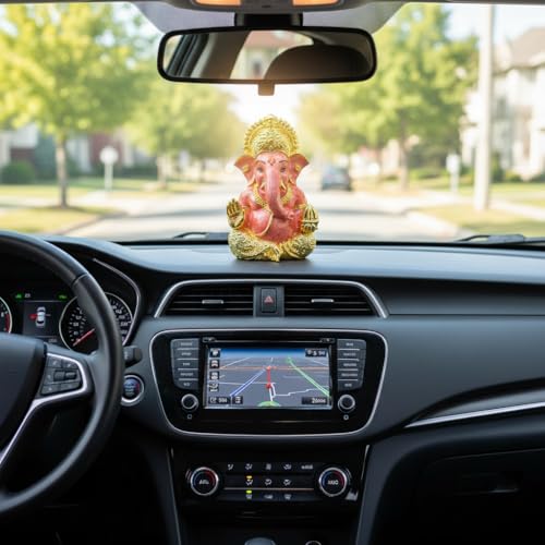 Image of Pearl Pink Mini Labdhi Ganesha Ganesh Ganpati Bappa Idol Statue murti for Car Dashboard, Home Decor, Office & Gifting | Height 3.3 Inch