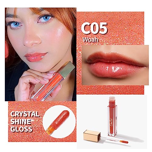 Oulac Coral Lip Stain Coral Color Lipstick For Women Glitter Lip Gloss With Glossy Shimmer Finish For Lip Care And Dry Lips,Infused With Vitamins E, Vegan & Cruelty-Free, C05 #TOP1