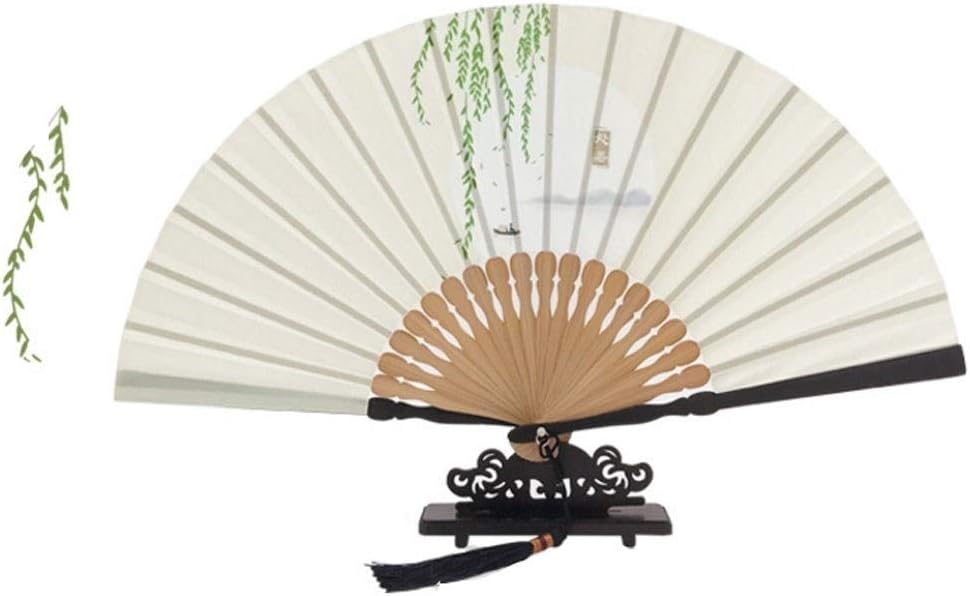 3UOOWWFA 扇子 手持ち扇風機 扇子 女性 クラシック 竹骨 扇子 古代スタイル タッセル 小型 扇子 女性用 扇子 文字 折