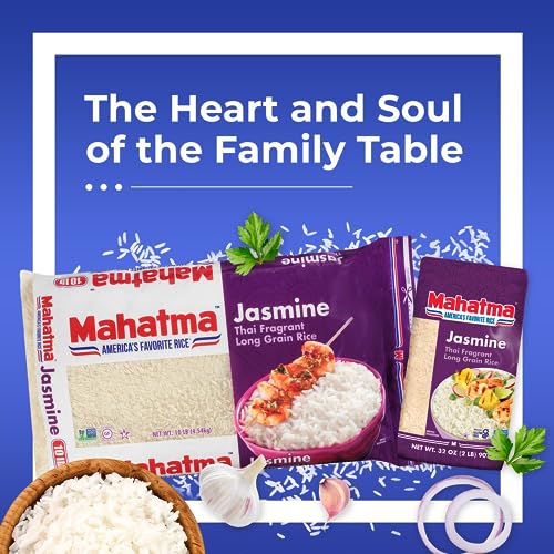 Image of Mahatma Jasmine Rice, 160-Ounce Bag of Rice, Thai, Indian, or Cambodian Fragrant Flavored Rice, Stovetop or Microwave Rice (Pack of 2), White