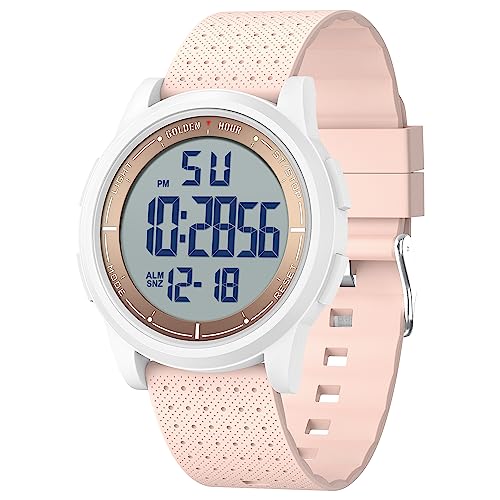 Affute Uhren Herren & Damen Minimalistisch Sport 5ATM Schwimmen Digital wasserdichte Armbanduhr, Ultra-Dünne Weitwinkel-Display Gummi-Armband Armbanduhr für Jungen Mädchen
