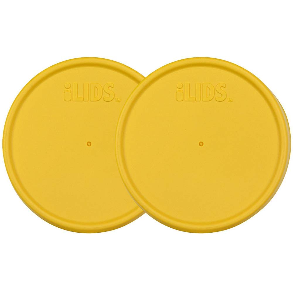 iLIDS Mason Jar Storage Lid, Wide Mouth, Yellow, Pack of 2