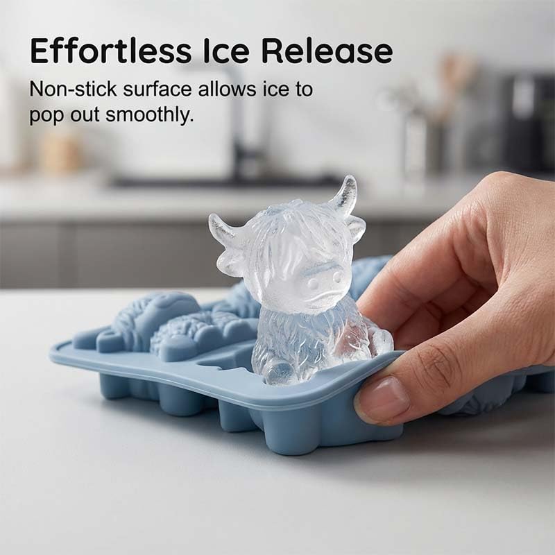 Molde de hielo 3D vaca Highland de silicona miniatura 2