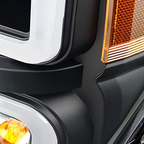 AKKON - For F-Series SuperDuty Pickup Truck Black Bezel Dual LED Tube Projector Headlights Replacement