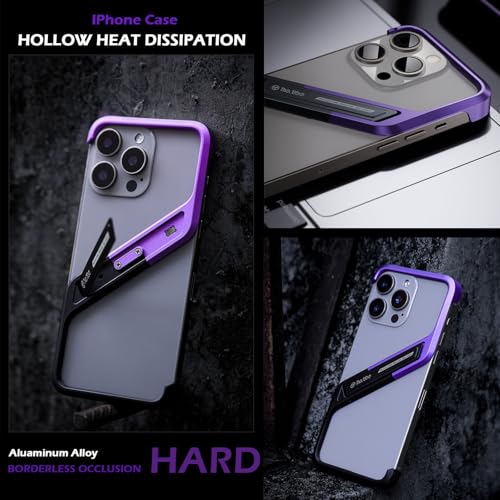 Coque sans cadre pour iPhone 15 Pro Max en métal argenté design minimaliste avec béquille - 2