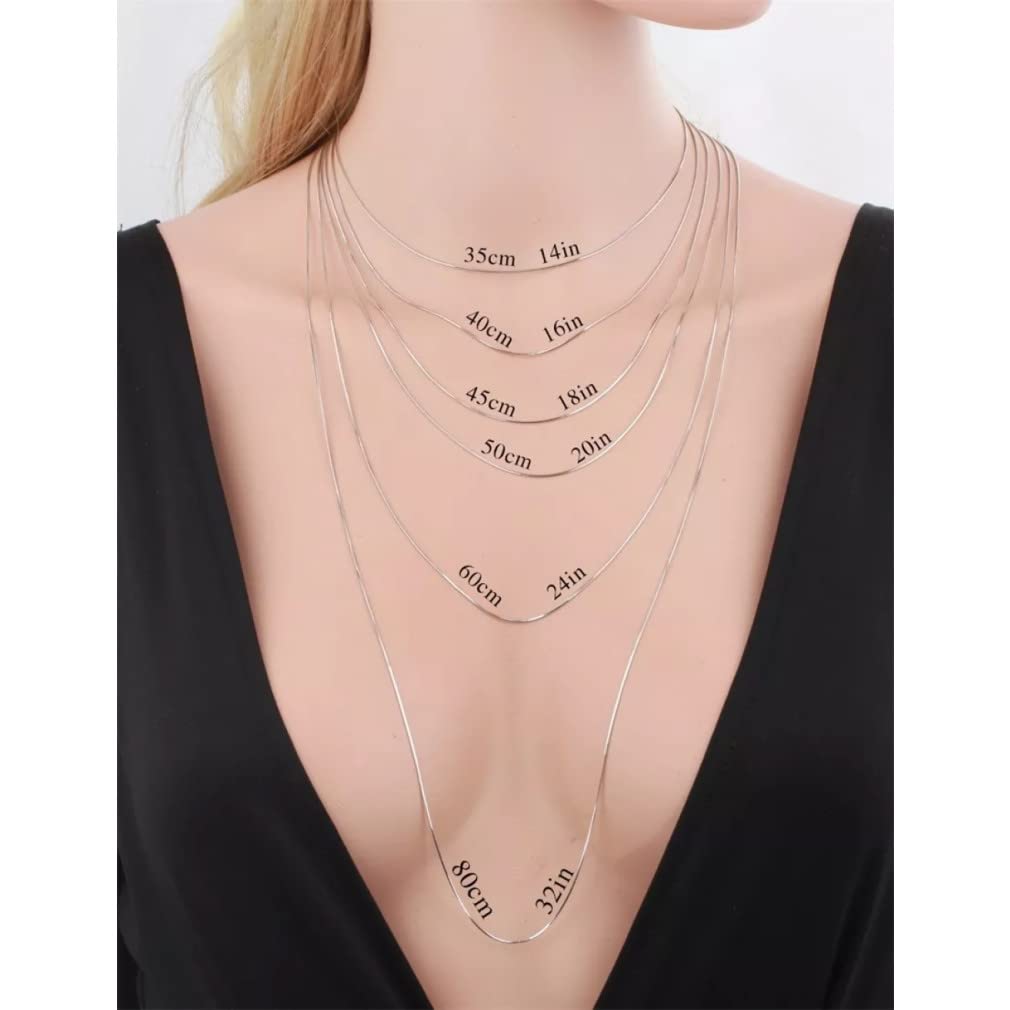 Collares de Plata S925 con Cierre de 1mm, Cadenas de Serpiente, gargantillas, Collar, Accesorios de joyería para Mujer, 16-28 Pulgadas