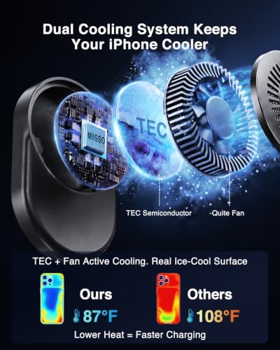 Qi2.2 25W Magnetic Wireless Car Mount Charger w/ TEC Cooling Fan - image 3