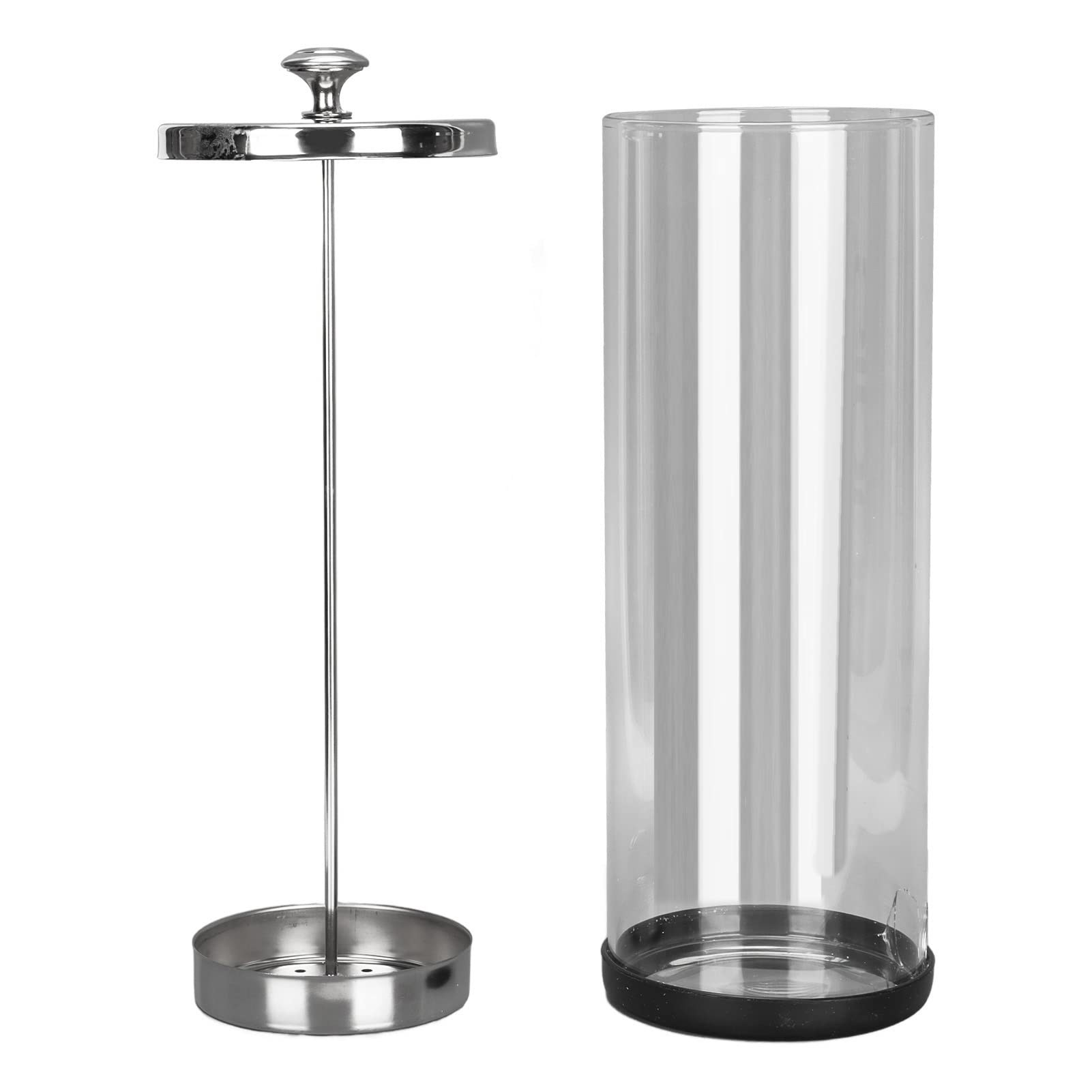 Barbicide Trempe Bot avec Grande capacité pour les Outils de Coiffeur et de Ongles - Pot Nettoyage en Verre avec Couvercle en Acier Inoxydable et Base Non Glissée pour les Fournitures Salon