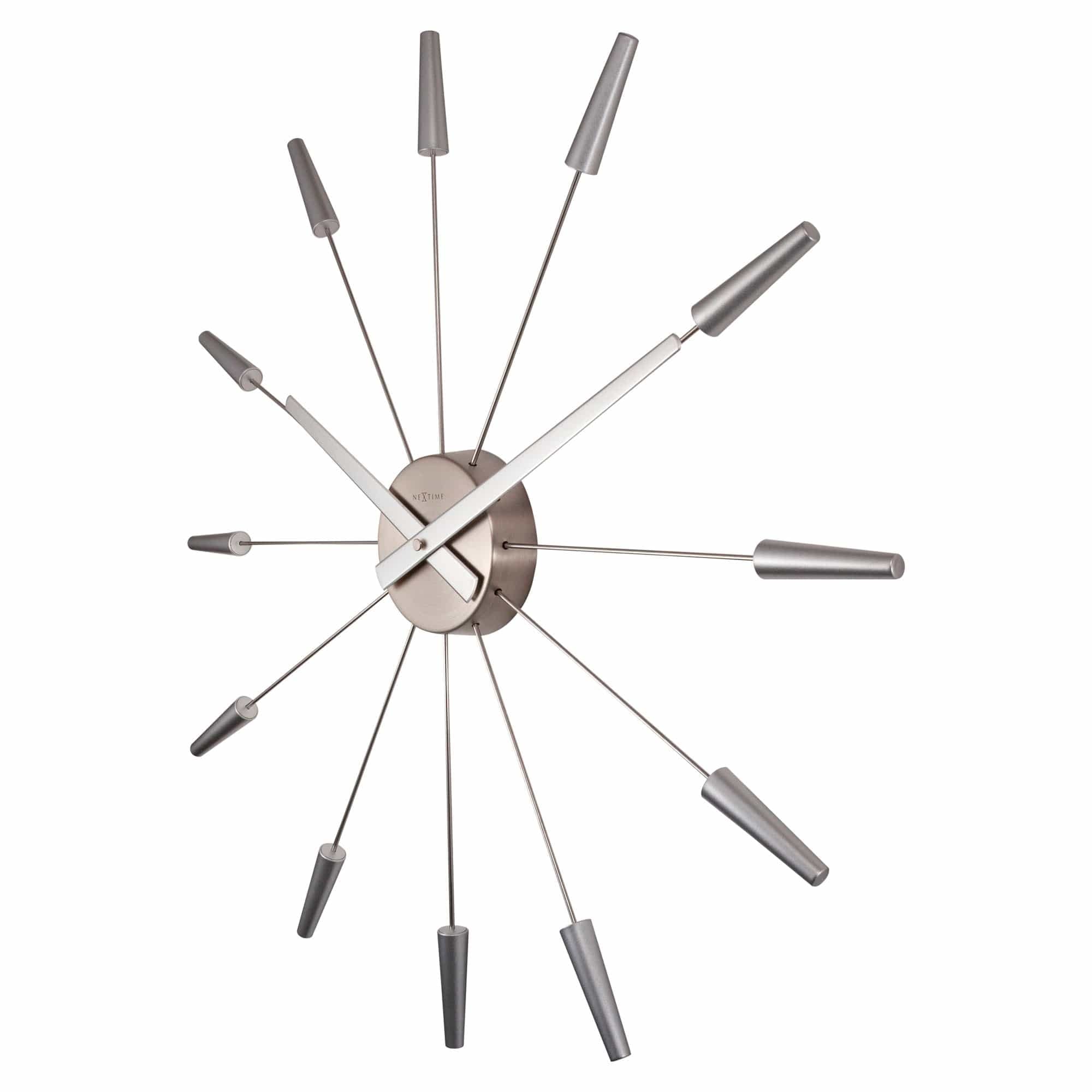 NeXtime reloj de pared "PLUG INN", muy silencioso, plateado, acero inoxidable, redondo, ø 58 cm