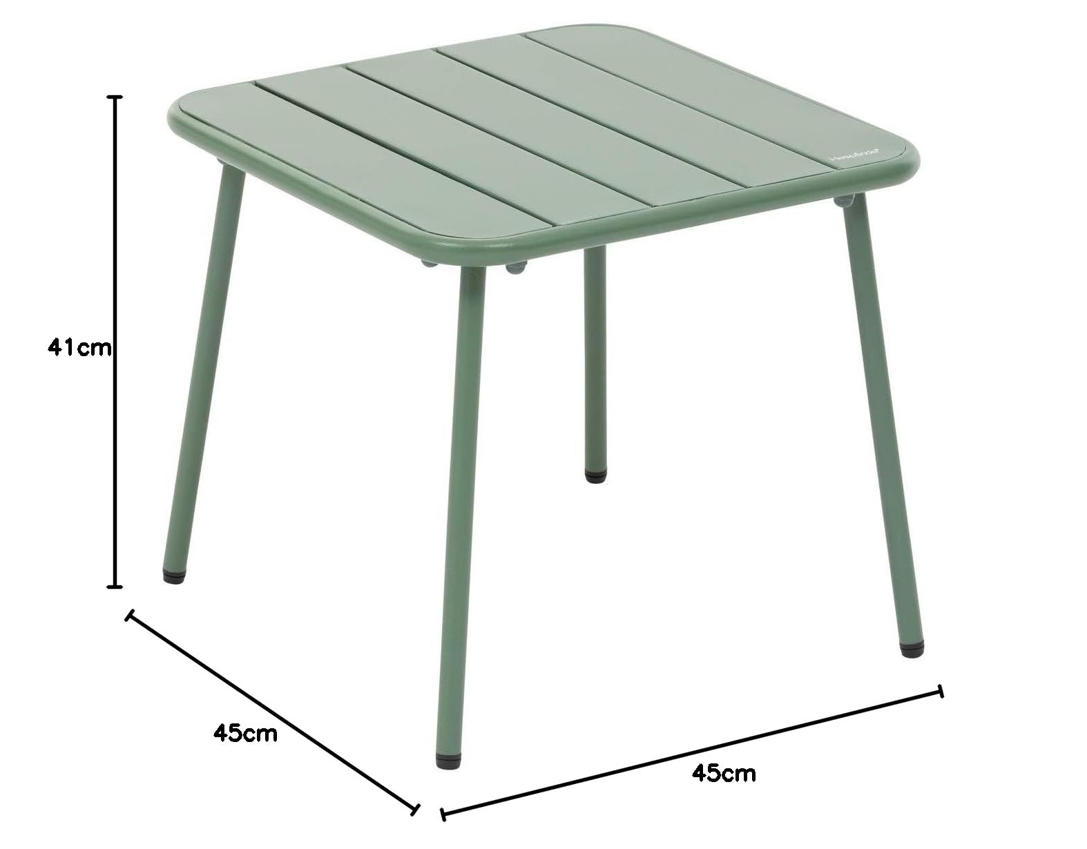 Table Basse de Jardin carrée Phuket Vert Olive en Acier traité en époxy Hespéride