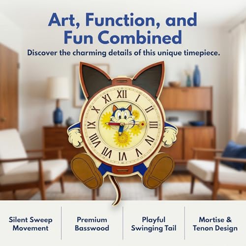 Hnyzlst Adult 3D Puzzle Mechanical Cat Colorful Design Clock Model Kit - DIY Wall Clock with Roman Numerals - Desk/Home Office Decor, Personalized Gift for DIY Enthusiasts — view 2