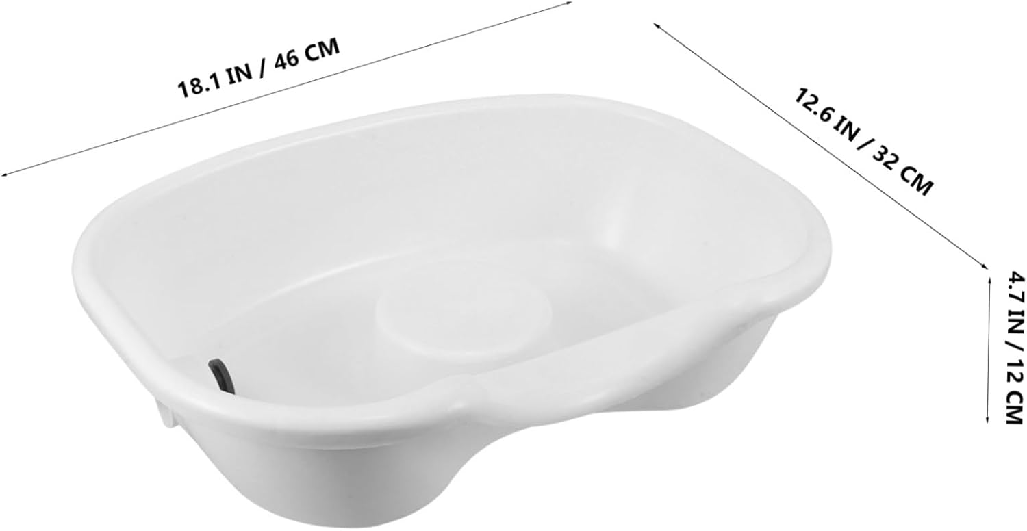 Bedside Hair Washing Basin for Bedridden Patients, White Plastic