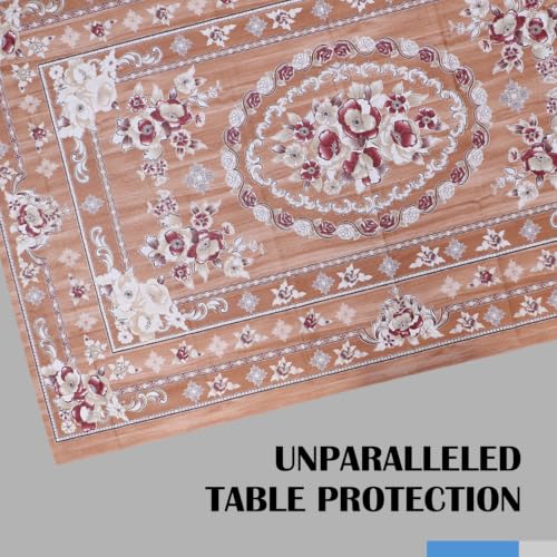 Image of Dakshya Industries Waterproof PVC Table Cover 60x90 Inch for Dining Table, Floral Printed Table Cloth, Washable Oilproof Table Protector, Plastic Cover for 6 Seater & 8 Seater Tables (Rust)