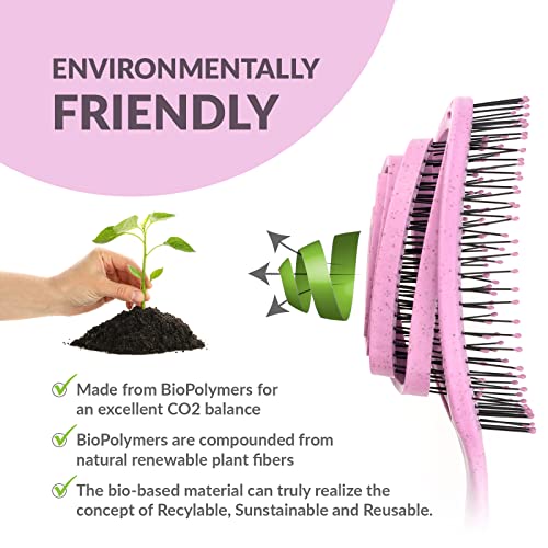 Foto von marQus Bio Haarbürste ohne Ziepen mit einzigartiger Doppelspiralfeder und noch mehr Borsten zur optimalen Druckverteilung und Pflege, Entwirrbürste für jeden Haartyp, 1 Stück, Farbe Blush Pink