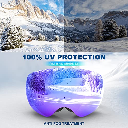 Lavolly Ski Goggles, 100% Uv Protection Anti-Fog Ski Snow Goggles Snowboard Snowmobile Skiing Skating For Men Women Adult #TOP1