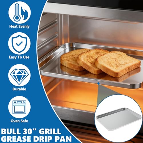 Image of SafBbcue Grill Grease Tray Stainless Steel Drip Pan Tray Bull for Grill Replacement Parts 24268 for All Bull Outdoor 30 Inch Grills-Angus, Outlaw, Lonestar